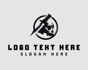 Skull Knife Blade logo design