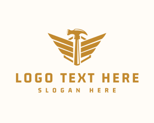 Carpenter - Gold Wing Hammer logo design