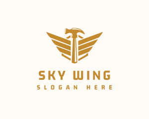 Wing - Gold Wing Hammer logo design