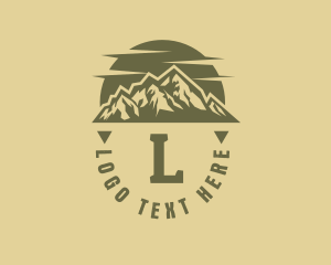 Mountaineering - Rustic Sunset Moutain Range logo design