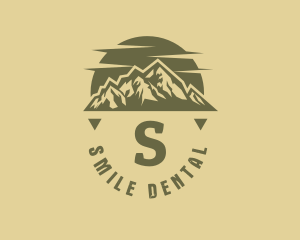 Camp - Rustic Sunset Moutain Range logo design
