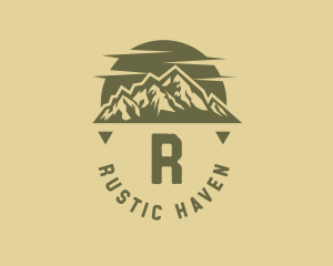 Rustic Sunset Moutain Range logo design