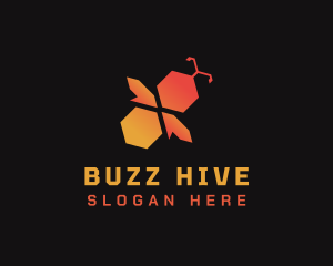 Hexagonal Bee Wings logo design