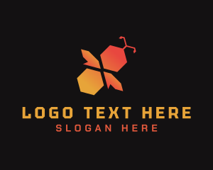 Orange - Hexagonal Bee Wings logo design
