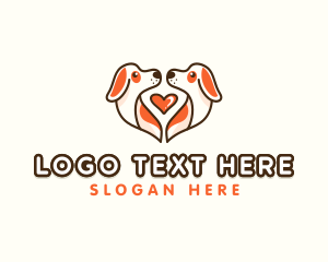 Dog Groomer - Cute Puppy Heart logo design