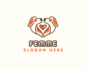 Cute Puppy Heart logo design