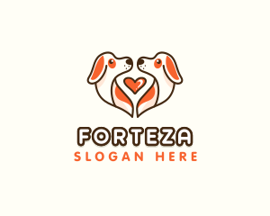 Cute Puppy Heart logo design