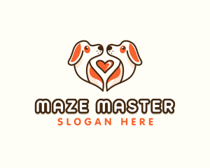 Cute Puppy Heart logo design