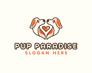 Pup - Cute Puppy Heart logo design