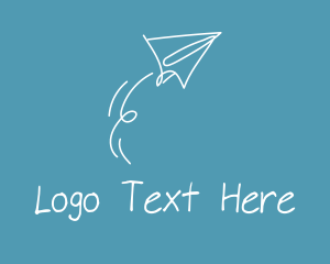 Flying - Paper Airplane Doodle logo design