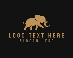 Animal Silhouette - Walking Elephant Wildlife Safari logo design
