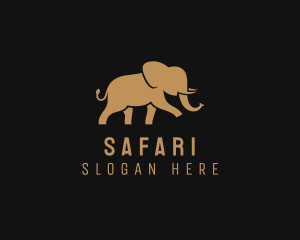 Walking Elephant Wildlife Safari logo design