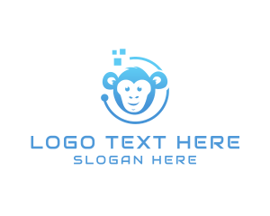 Chimpanzee - Cyber Tech Monkey logo design