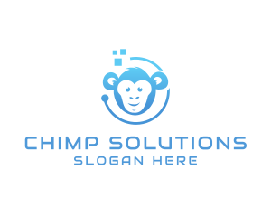 Chimpanzee - Cyber Tech Monkey logo design