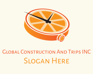 Vegan - Orange Clock Time logo design