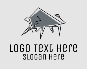 Ox - Minimal Gray Bull logo design