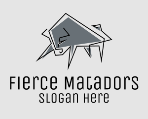 Bullfighting - Minimal Gray Bull logo design