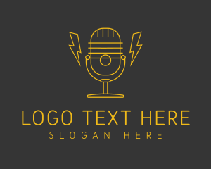 Podcast - Fancy Microphone Lightning logo design