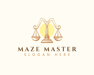 Legal Justice Letter M logo design