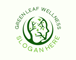 Green Human Leaf Wellness logo design