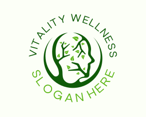 Green Human Leaf Wellness logo design