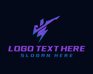 Athletic - Lightning Thunder Man logo design