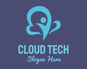 Cloud - Blue Cloud Man logo design