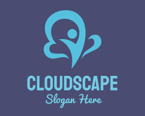 Blue Cloud Man logo design