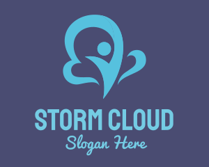 Blue Cloud Man logo design