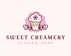 Flower Muffin Cupcake logo design