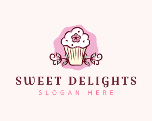 Flower Muffin Cupcake logo design