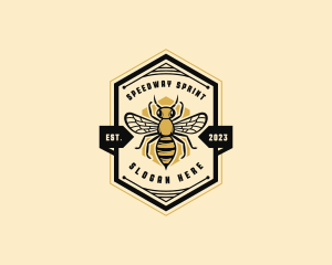 Bee Hexagon Beehive Logo