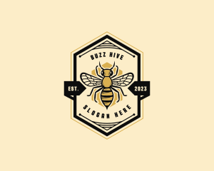Bee Hexagon Beehive logo design