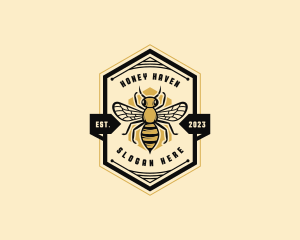 Bee Hexagon Beehive logo design