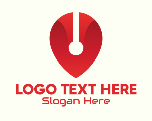 Geolocator - Red Tech Location Pin logo design