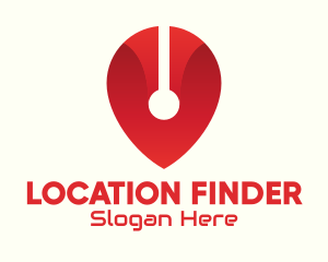 Geolocation - Red Tech Location Pin logo design