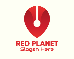 Red Tech Location Pin logo design