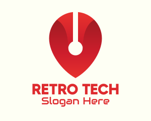 Red Tech Location Pin logo design