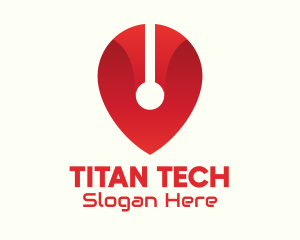 Red Tech Location Pin logo design