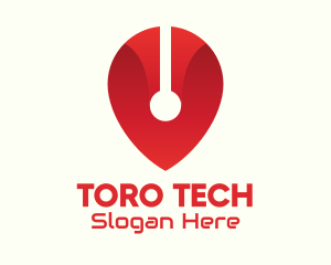 Red Tech Location Pin logo design