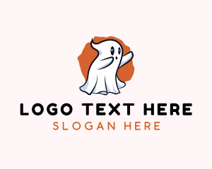 Haunted - Cute Cartoon Ghost logo design