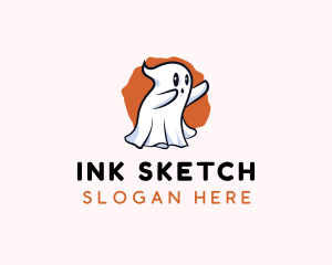 Cute Cartoon Ghost logo design