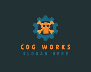 Cog Gear Skull logo design