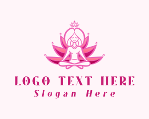 Girl - Pink Yoga Lotus Woman logo design