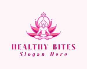 Pink Yoga Lotus Woman logo design