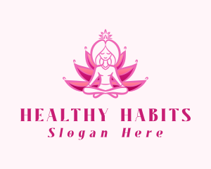 Pink Yoga Lotus Woman logo design