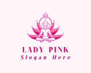 Pink Yoga Lotus Woman logo design