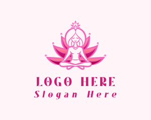 Lotus - Pink Yoga Lotus Woman logo design