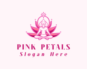 Pink Yoga Lotus Woman logo design