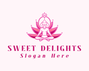 Pink Yoga Lotus Woman logo design